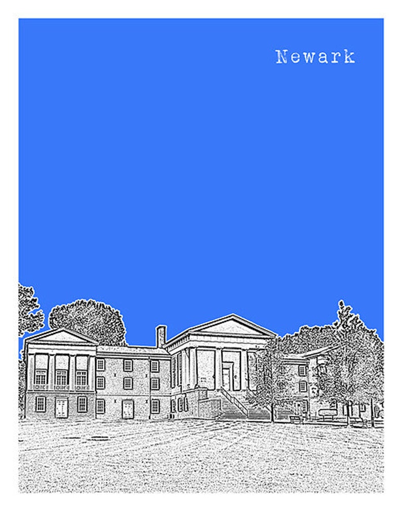 Newark Delaware Poster Art Print Skyline DE Version 2 Etsy