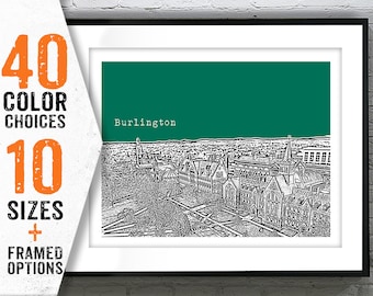 Burlington Vermont Skyline Poster Art Print Item T2324