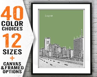 Lagos Nigeria Poster City Art Print Skyline Item T2399