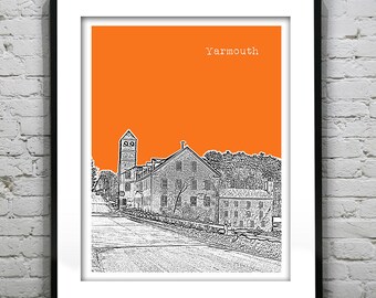 Yarmouth Skyline Poster Art Print Maine ME Item T1304