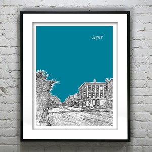 Ayer Skyline Poster Art Print Massachusetts MA