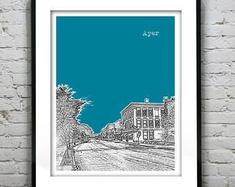 Ayer Skyline Poster Art Print Massachusetts MA