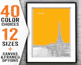 Paris France City Poster Skyline Art Print Eiffel Tower Item T2662