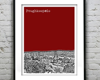 Poughkeepsie New York Poster Print Art NY City Skyline Hudson River Item T4510