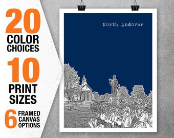 North Andover Massachusetts Skyline Poster Art Print MA Item T5315