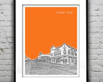 Ocean City New Jersey Skyline Poster Print Art NJ Music Pier Item T2541