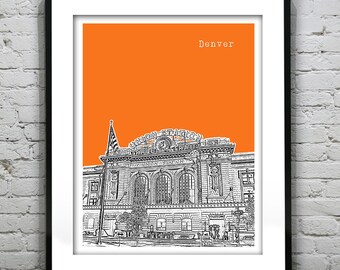Denver Skyline Poster Art Print Colorado CO Item T1257