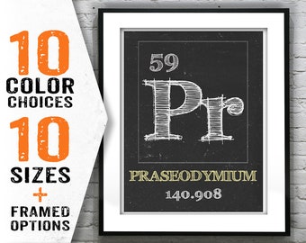 Periodic Table Praseodymium Poster Art Print Periodic Table of Elements 59