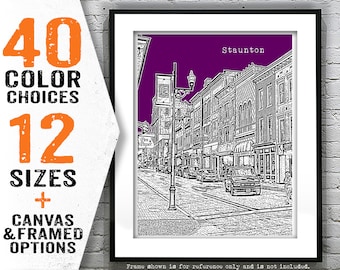 Staunton Virginia Poster Art Print City Skyline VA Item T4026