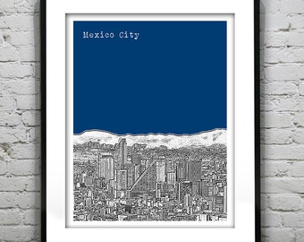 Mexico City Mexico Poster Art Skyline Print Item T4297
