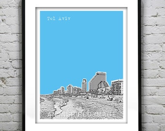 Tel Aviv Skyline Poster Tel Aviv Beach Israel Art Print Item T4343