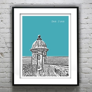 San Juan Puerto Rico Skyline Poster Fort San Felipe del Morro Art Print Item T4292