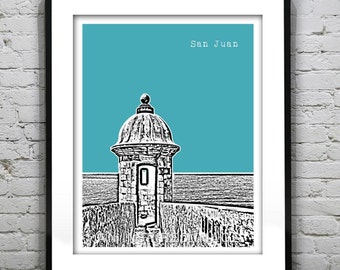 San Juan Puerto Rico Skyline Poster Fort San Felipe del Morro Art Print Item T4292