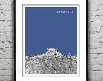 Nicaragua Landscape Volcano Poster Art Skyline Print Item T2982