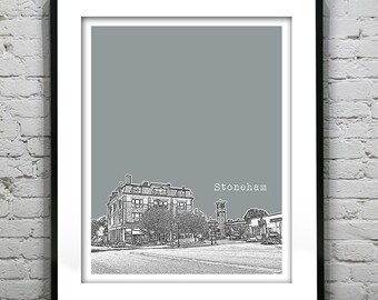 Stoneham Massachusetts Skyline Poster Art Print MA Item T4480