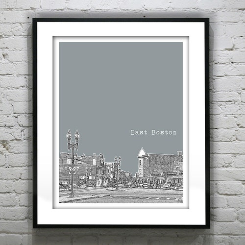 Cambridge Skyline Poster Art Print Charles River Massachusetts Etsy