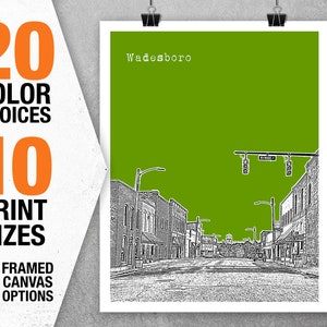 Wadesboro NC Skyline Art print Poster North Carolina T5319