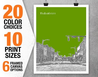 Wadesboro NC Skyline Art print Poster North Carolina T5319