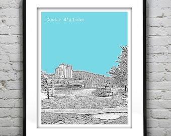 Coeur d'Alene Idaho Poster Skyline Art Print ID