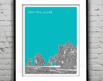 Cabo San Lucas Mexico Poster Art Skyline Print Item T5152