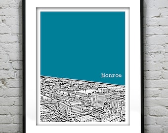 Monroe Poster Art Louisiana City Skyline Print LA Item T4316