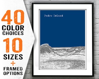 Padre Island Texas Poster Skyline Art Print TX Item T1595