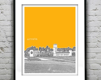 Arcata California Skyline Poster Art Print California CA