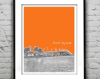 Fort Myers Florida Skyline Poster Art Print FL Item T2477