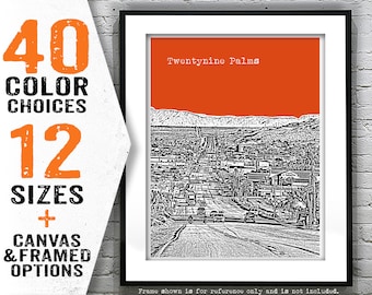 Twentynine Palms California Skyline Poster Print Art California CA Item T2804