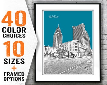 Mobile Alabama  Skyline Poster Art Print Item T1814