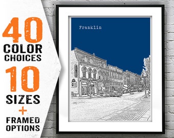 Franklin Tennessee City Skyline Poster Art Print TN Item T1868