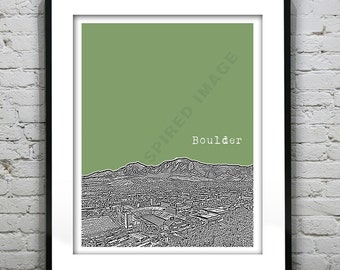 Boulder CO Skyline Colorado Poster Art Print Item T2362