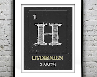 Periodic Table Hydrogen Poster Art Print Periodic Table of Elements H 1