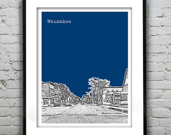Waunakee Wisconsin Poster SkylinePrint Art WI