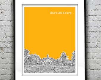 Harrisonburg Virginia Skyline Poster Art Print VA Item T2911