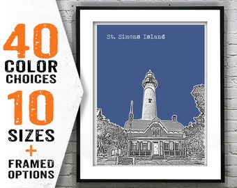 St. Simons Island Skyline Art Print Poster Georgia GA Item T1890
