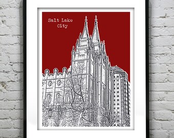 Salt Lake City Skyline Poster Print Art Utah UT Version 4