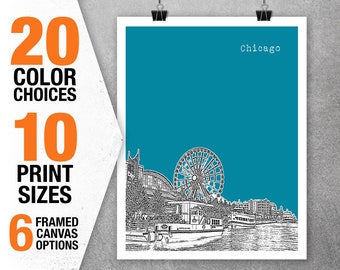 Chicago Illinois Navy Pier Poster Print City Skyline Art IL Item T5434