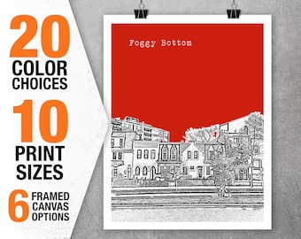 Washington DC Foggy Bottom Neighborhood Poster Print Skyline Art Item T5582