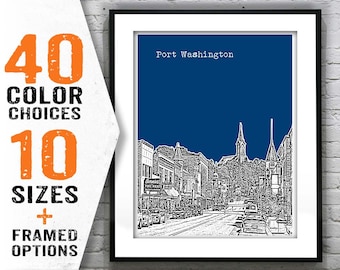 Port Washington Wisconsin Poster Print Art Skyline WI Item T1665