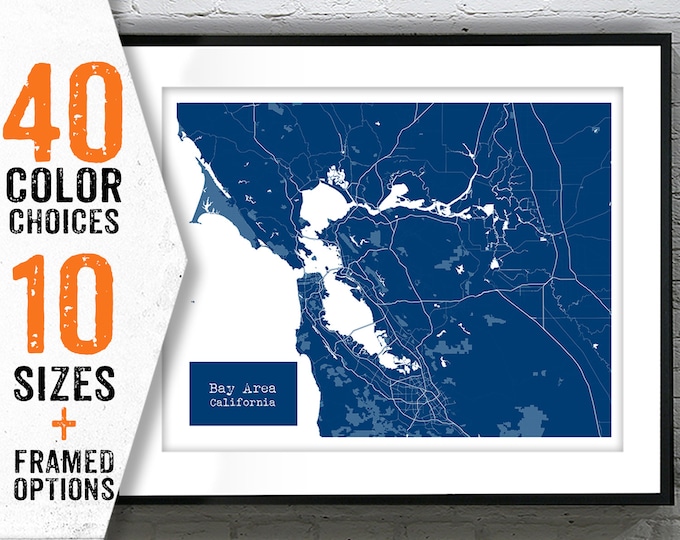 Bay Area California CA Blueprint Map Poster Art Print - Several Sizes Available Item T2876