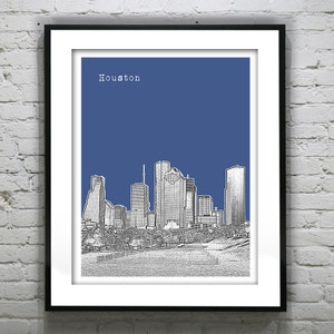 Houston Poster Texas Skyline  Print Art Version 2