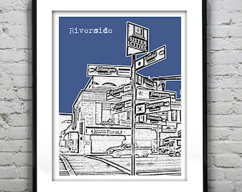 Riverside California Skyline Poster Print Art Carillton Bell Tower CA Item T4483