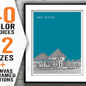 Isla Holbox Mexico Skyline Art Print Poster Version 2