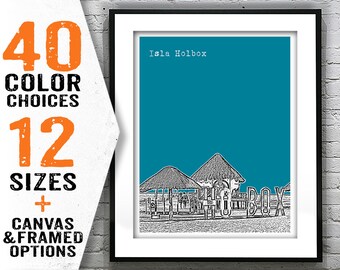 Isla Holbox Mexico Skyline Art Print Poster Version 2