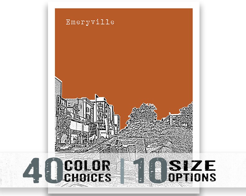 Emeryville Skyline Poster Art Print California CA Item T1532 Etsy