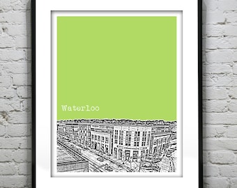 Waterloo Skyline Poster Art Print Ontario Canada Downtown