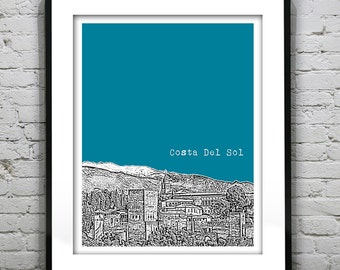Costa Del Sol Spain City Skyline Poster Art Print Item T4308