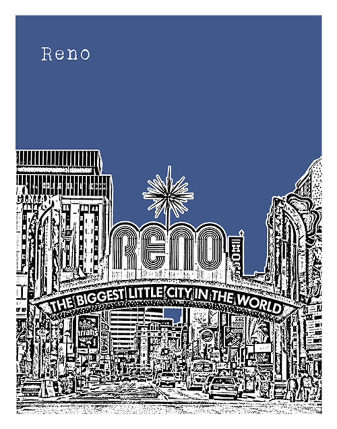 Reno Nevada Art Print Poster the Biggest Little City in the World - Etsy