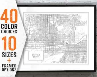 Phoenix Arizona Blueprint Map Poster Art Print Item T4597